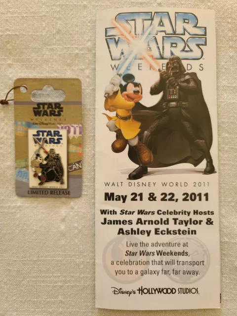 DISNEY WORLD 2011 Star Wars Weekends Jedi Mickey VS Darth Vader Pin / Brochure