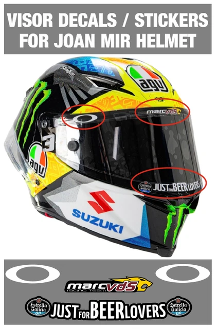 Jorge Martin Shark Helmet Visor Decals Stickers - New Set Of 6 Stickers
