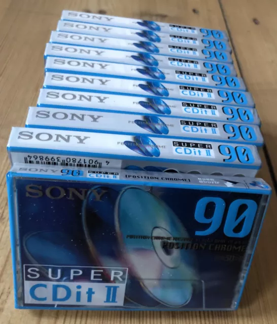 10x SONY SUPER CDit II 90 CHROME TYPE 2 Leer Kassette TAPE 1992 OVP NEU