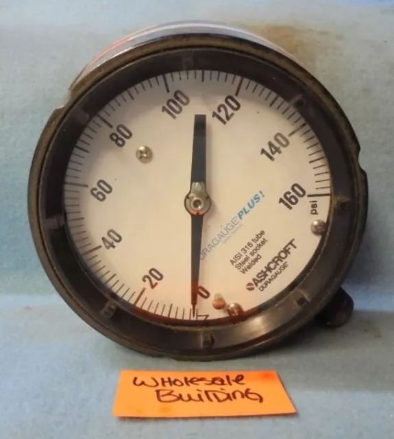 Ashcroft Duragauge Plus Pressure Gauge, 0-160 Psi, 4" Face, 1/2" Npt Conn.