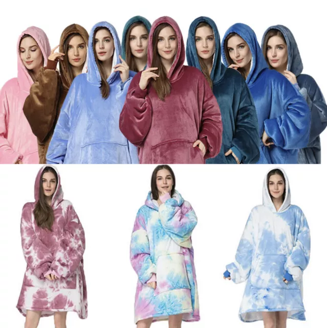 Hoodie Blanket Soft Warm Sherpa Fleece Men Women Big Hooded Oversized Pyjamas