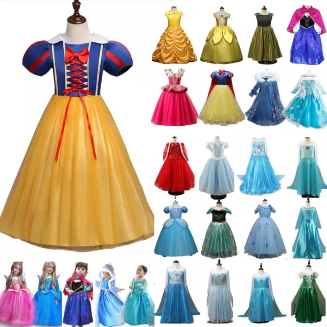 Prinzessin Kleid Kinder Elsa Kostüm Mädchen Cosplay Fasching PartyKleid Karneval