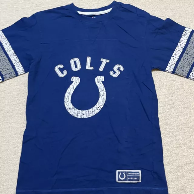 Indianapolis Colts Long Sleeve T-Shirt Adult Small Blue & White Stitched Name B6