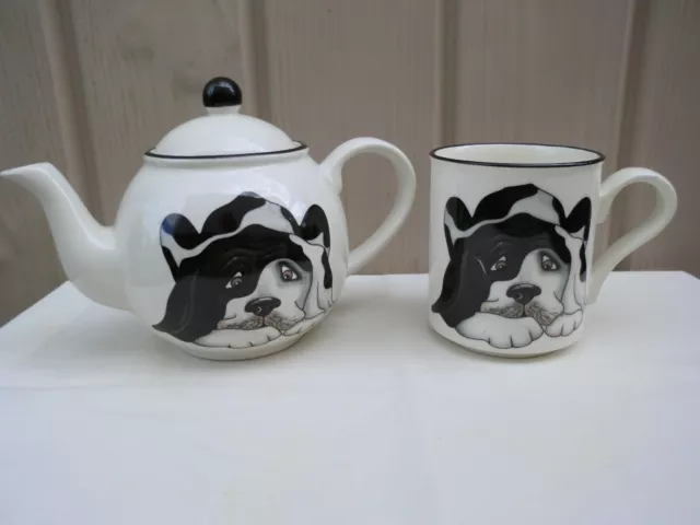 Teapot ( Small ) Arthur Woods China England Plus Mug With Relaxed Dog Feature .