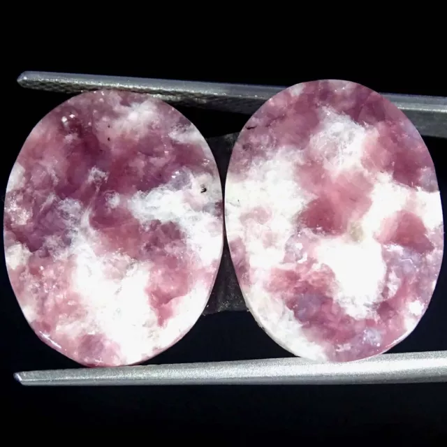 17.60Cts Natural Pair Lepidolite Loose Oval Cabochon Gemstones