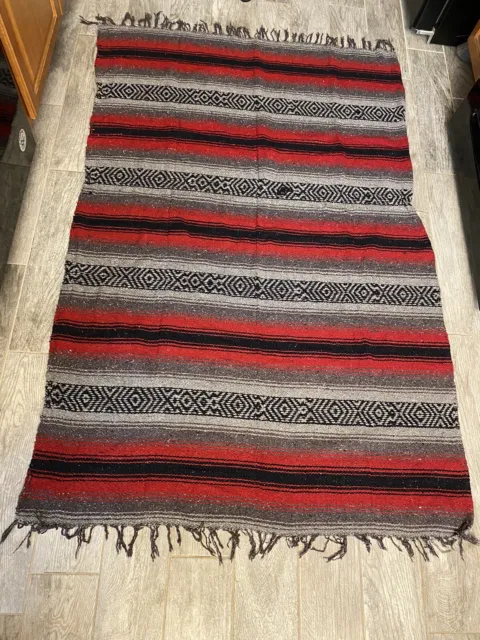 Vintage Mexico Hand Crafted Area Rug Southwestern 67x47” Made in Mexico