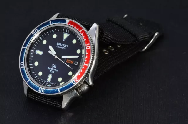 SEIKO 7546-6049 SQ Sports 100 Quartz dive watch works well, blue dial 1978  673 $ - PicClick