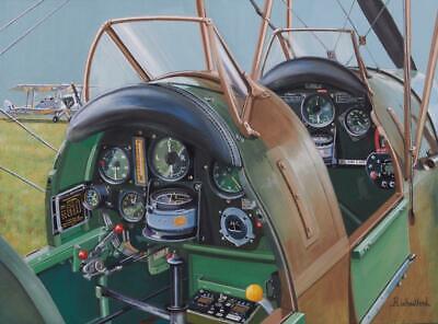 De Havilland Tiger Moth Aircraft Aviation Plane Painting Art Print