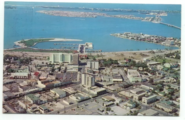 Sarasota FL Downtown Vintage View Looking towards Bay Postcard Florida