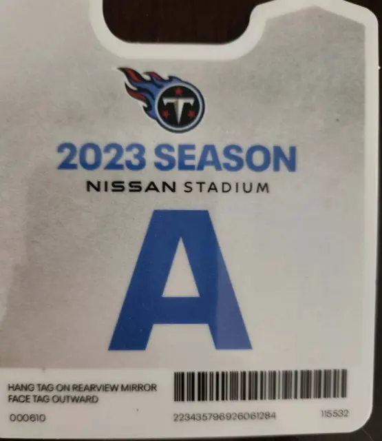 LOT A PARKING PASS - Tennessee Titans vs. Seattle Seahawks - 12/24