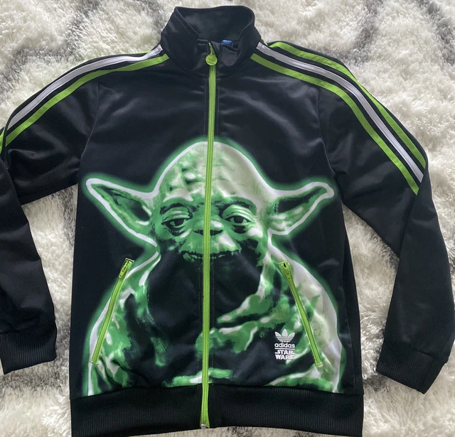 Star Wars YODA  Adidas Black Green Big Trefoil Track Jacket Youth Large