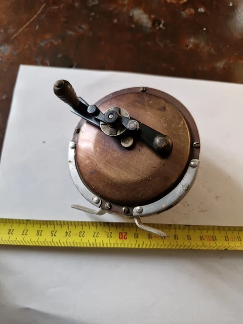 Moulinet à mouche vintage en argent nickelé : taille 100, fil tressé, poignée blanche - France