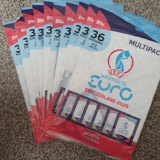 Topps Collezione Ufficiale Women's Euros 2025 - Starter Pack + Multipack: Album 40 Pagine E 9 Bustine (54 Adesivi) - Tutte Le 16 Nazioni