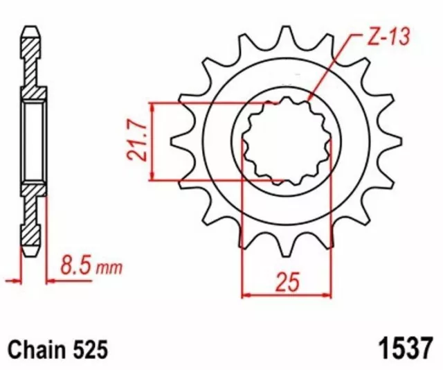 Pinion Output Box Front 16 Teeth (Chain 525) for Kawasaki ZX-10R 04-12