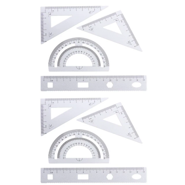 2 Sets Protractor Set Metal Kids Ruler Set Set Stationery