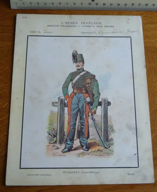 Ancien Protège-cahier Couverture "HUSSARDS (Louis-Philippe)" L'Armée Française