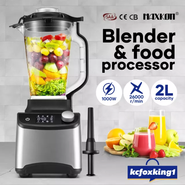 Maxkon 2L Commercial Blender Food Mixer Processor Smoothie Ice Crusher Silver