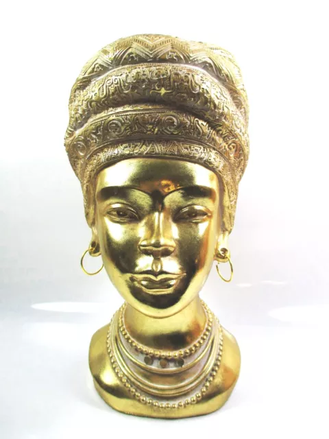 Africa Woman Head Bust With Metal Earrings to The Plant 32 CM Mega 2