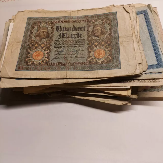 143 alte Banknoten, Inflationsgeld, Reichsmark, Reichsbanknote, Papiergeld 199g