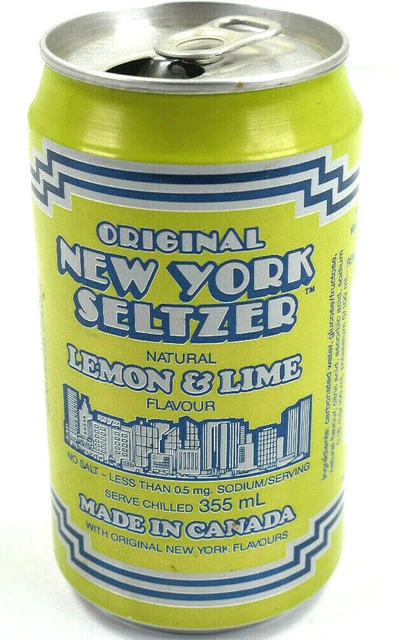 80s Original New York Seltzer Lemon Lime-Citron Soda Can 12oz Canadian Version