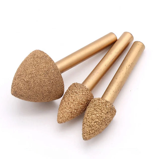 Bullet Type Brazed Diamond Grinding Head With 6mm Handle For Stone Carving Tools