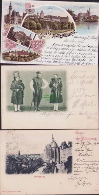 160195 3 AK Altenburg Sachsen-Alt. Litho 1897 Trachten 1899 Schlosskirche 1900