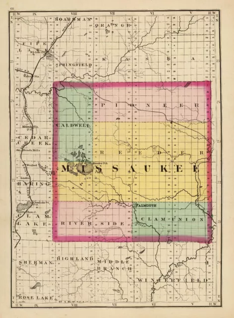 1873 MICHIGAN STATE ATLAS 84 antique maps history old roads DVD