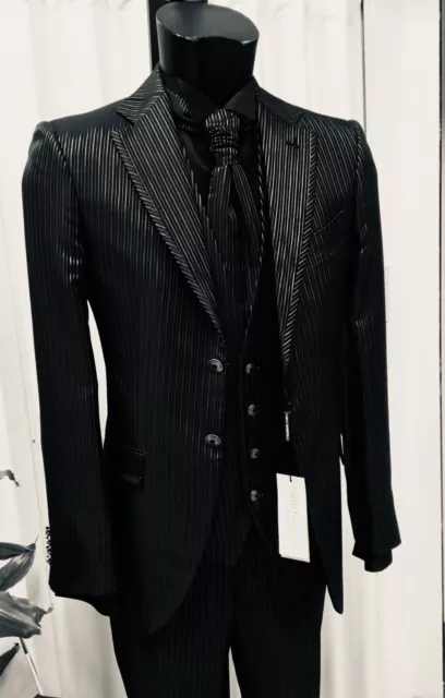 Abito Uomo Sposo  Nero 50  Firmato Carlo Pignatelli Cerimonia Suit   Wedding