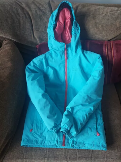 Girls Jack Wolfskin Light Blue Hooded Texapore Cost/Jacket Coat Size 140cm