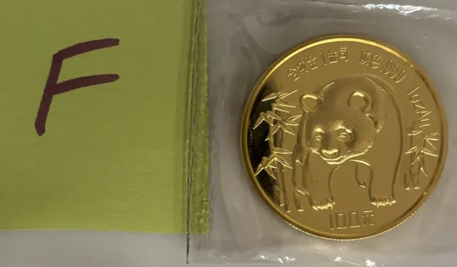 1986 100 Yuan 1oz Chinese .999 Fine Gold Panda Coin - FREE SHIPPING!