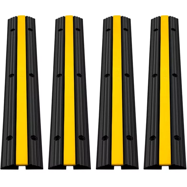 VEVOR 4 Pcs Speed Bumps 1 Channel Wire Hose 22000lbs Cable Protector Ramp,