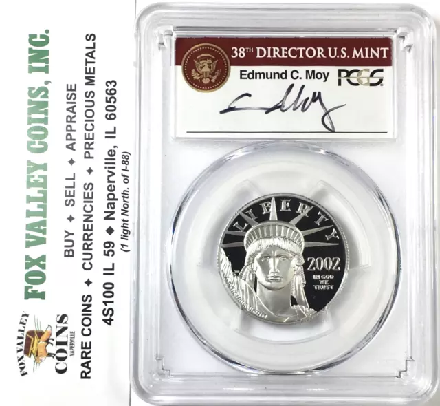 2002-W $50 Proof Platinum Eagle Statue of Liberty 1/2 Oz PF69DCAM PCGS MOY LABEL