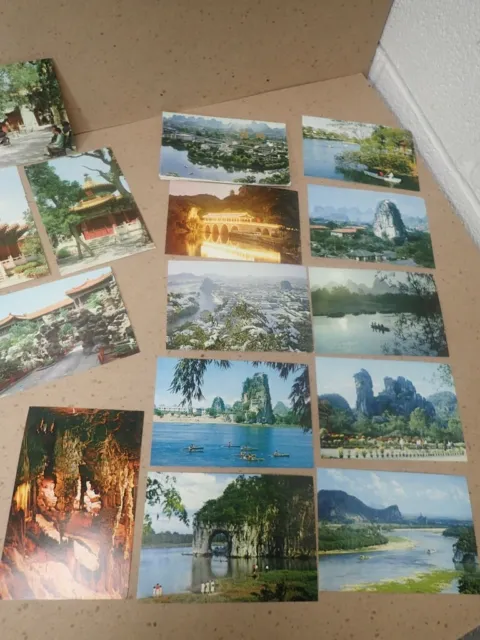 Vintage Ausklappbare Postkartenansichten Broschüren PEKING, KWAI LIN China Farbfotos 4
