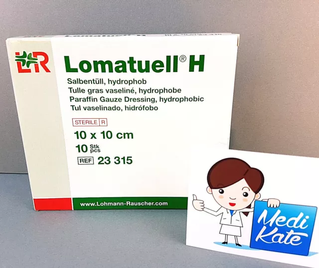 Lomatuell H Salbentüll 10x10 CM une Tulle 10 Pièces Hydrophob PZN 3275602