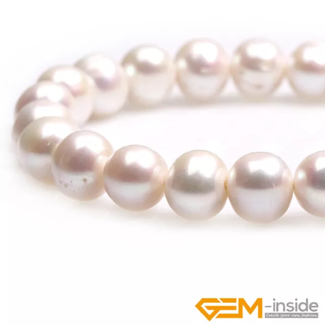 Natural Gemstone White Pearl Near Round Loose Beads For Jewelry Making 15"Strand