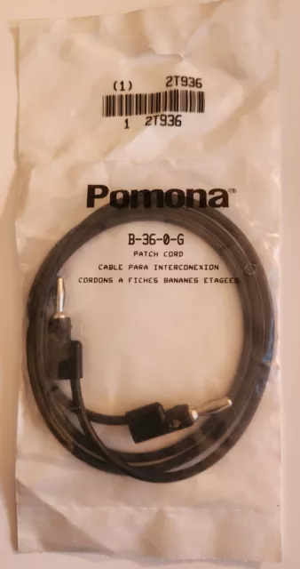 Pomona B-36-0-G Banana Plug Patch Cord, 36", Black