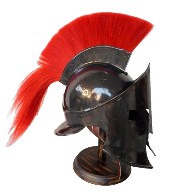 Casque Spartiate 'Leonidas' Great King édition Dommages – Acier, Reproduction Pour LARP/reenactment, Neuf, Fabrication Inde
