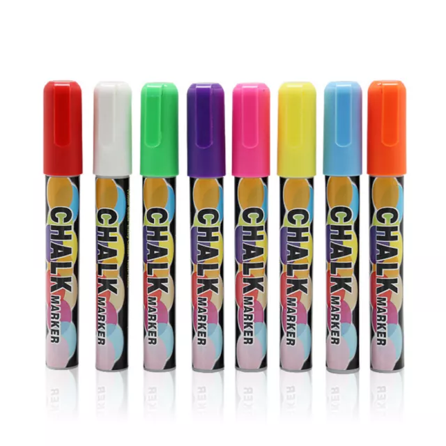 8x Liquid Chalk Markers Pens for AD Blackboard Black Signs Chalk Board LED Glass 2