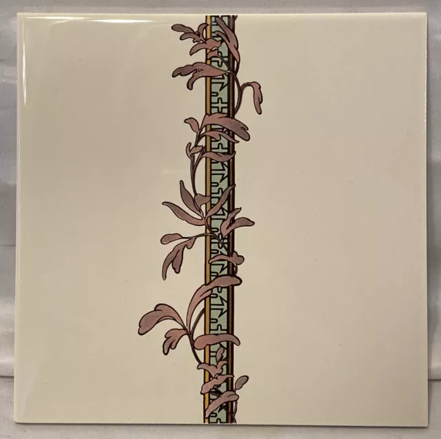 NOS Alphonse Mucha Spring Border Tile On White Original Style Stovax England 6x6