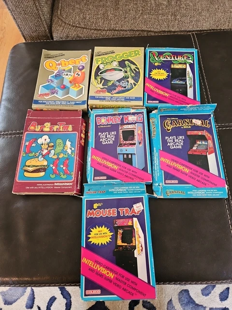 LOT DE 7 jeux Intellivision piège à souris Dobkey Kong grenouille Qbert Burgertime EUR 14,77