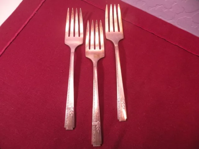 Set Of 3 Salad Forks 1938 GRENOBLE Prestige Oneida Silverplate 6 1/2"