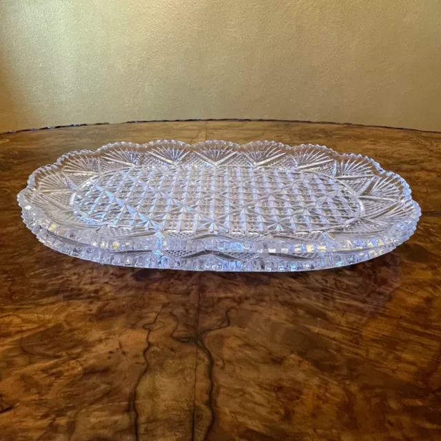 Vintage Georgian Glass Serving Platter Tray Pair