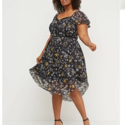 Lane Bryant women's Multicolor Floral Lace Fit Flare Midi Dress Sz 22