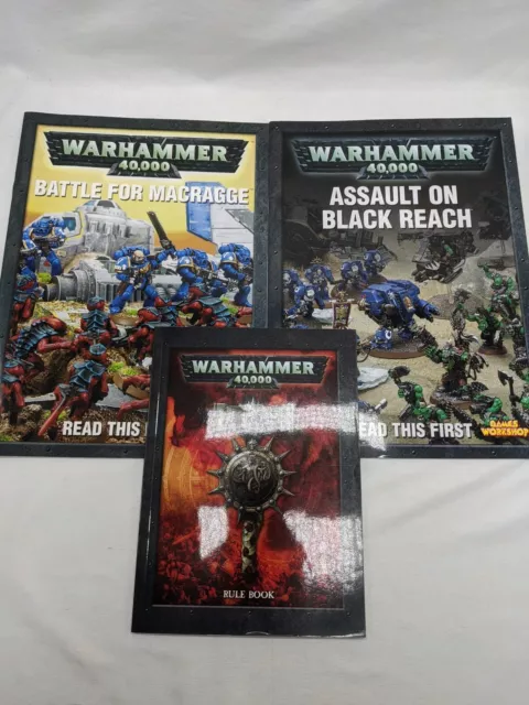 Set Of (3) Warhammer 40K Books Small Rulebook Assault On Black Reach Macragge