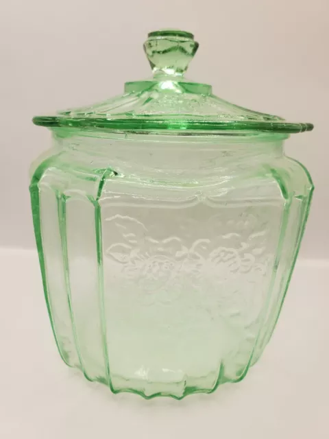 Vintage anchor HOCKING GLASS CO. MAYFAIR OPEN ROSE COOKIE JAR