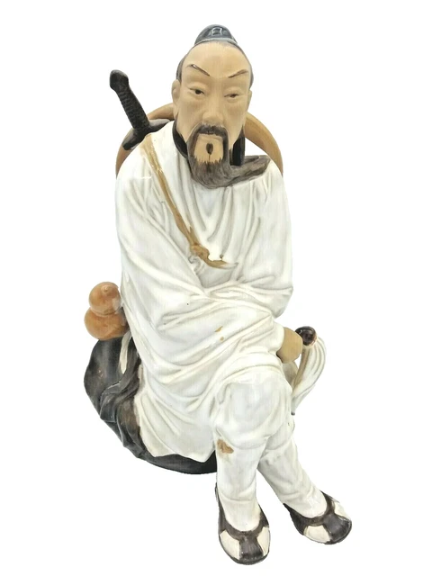 Large Ceramic Chinese Wise Holy Mudman Mud Man Statue Figurine 10" High