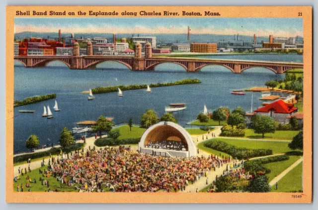 Boston, Massachusetts MA - Shell Band Stand on the Esplanade - Vintage Postcard