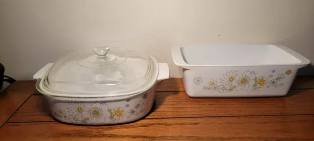 Vintage Corning Ware Floral Bouquet 2 Qt & Loaf Pan