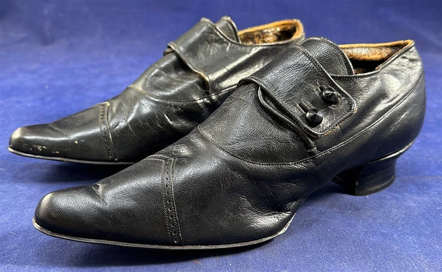 Victorian Hand Turn Black Leather Women's Winklepickers Pointed Toe Brogue Shoe
