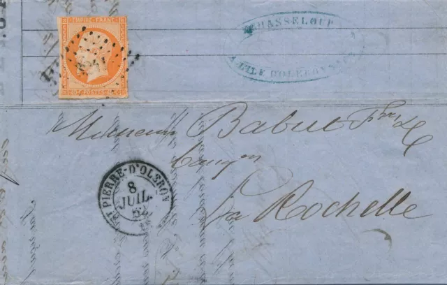 & Lettre France N°16 Pc St Pierre D'oleron Charente La Rochelle 1862 Cover &